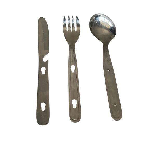 Vtg Stainless Steel Japan Camping Cutlery Utensils Knife Spoon Fork Heavy Duty - Picture 3 of 6